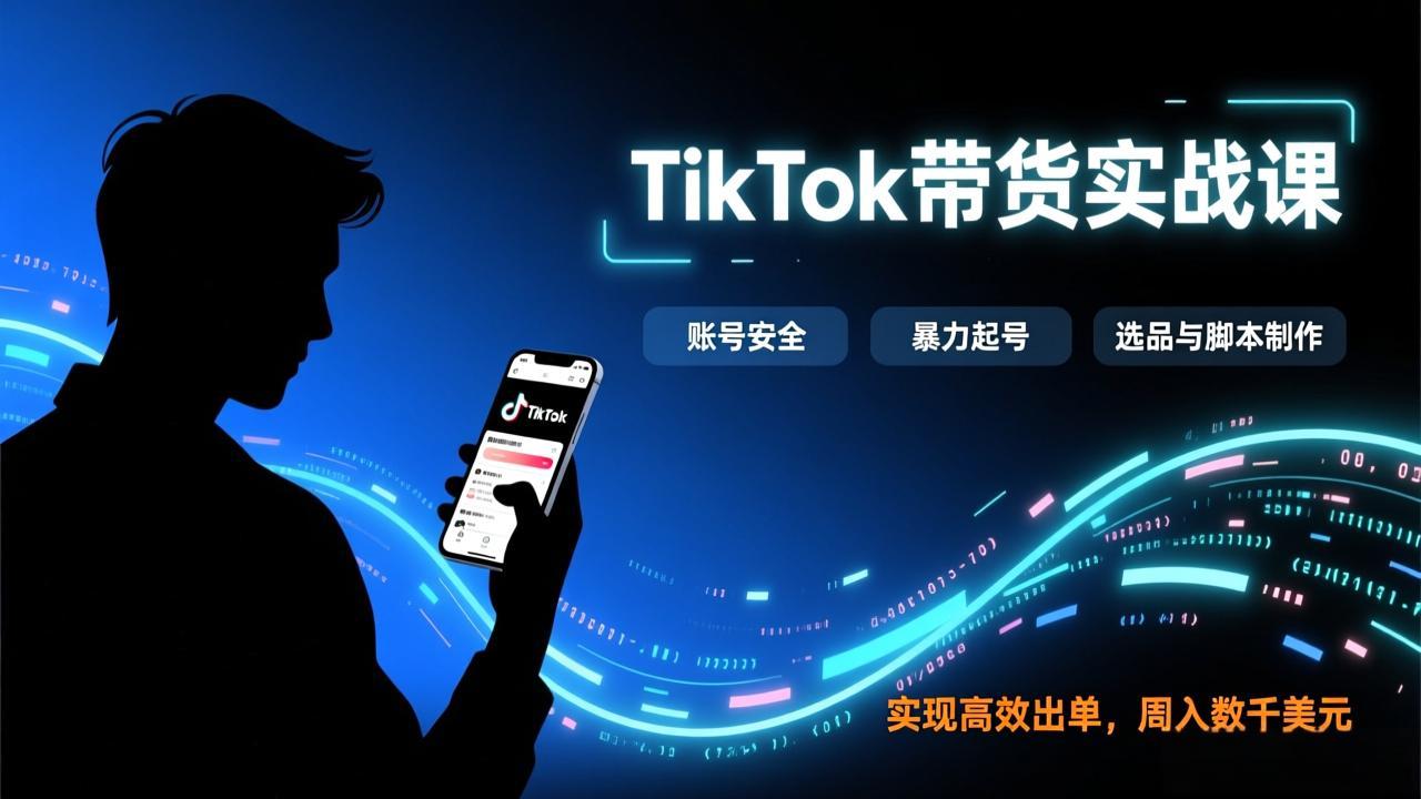 TikTok带货实战课，涵盖账号安全、暴力起号、选品与脚本制作，实现高效出单，周入数千美元-云创网
