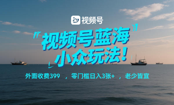 视频号蓝海小众玩法！外面收费399，零门槛日入3张+，老少皆宜-云创网