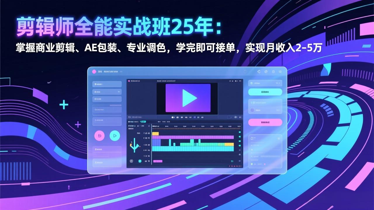 剪辑师全能实战班25年：掌握商业剪辑、AE包装、专业调色，学完即可接单，实现月收入2-5万-云创网