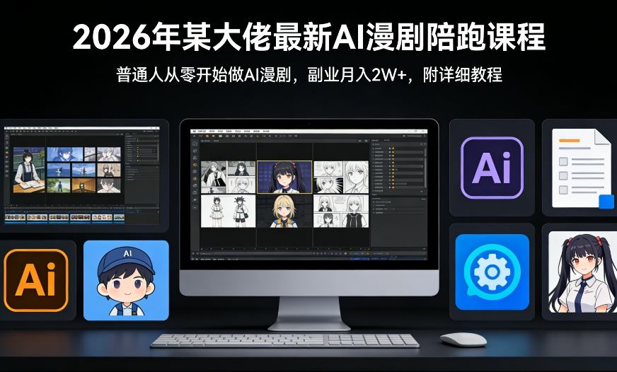 26年某大佬最新Ai漫剧陪跑课程，普通人从零开始做AI漫剧，副业月入2W+-云创网