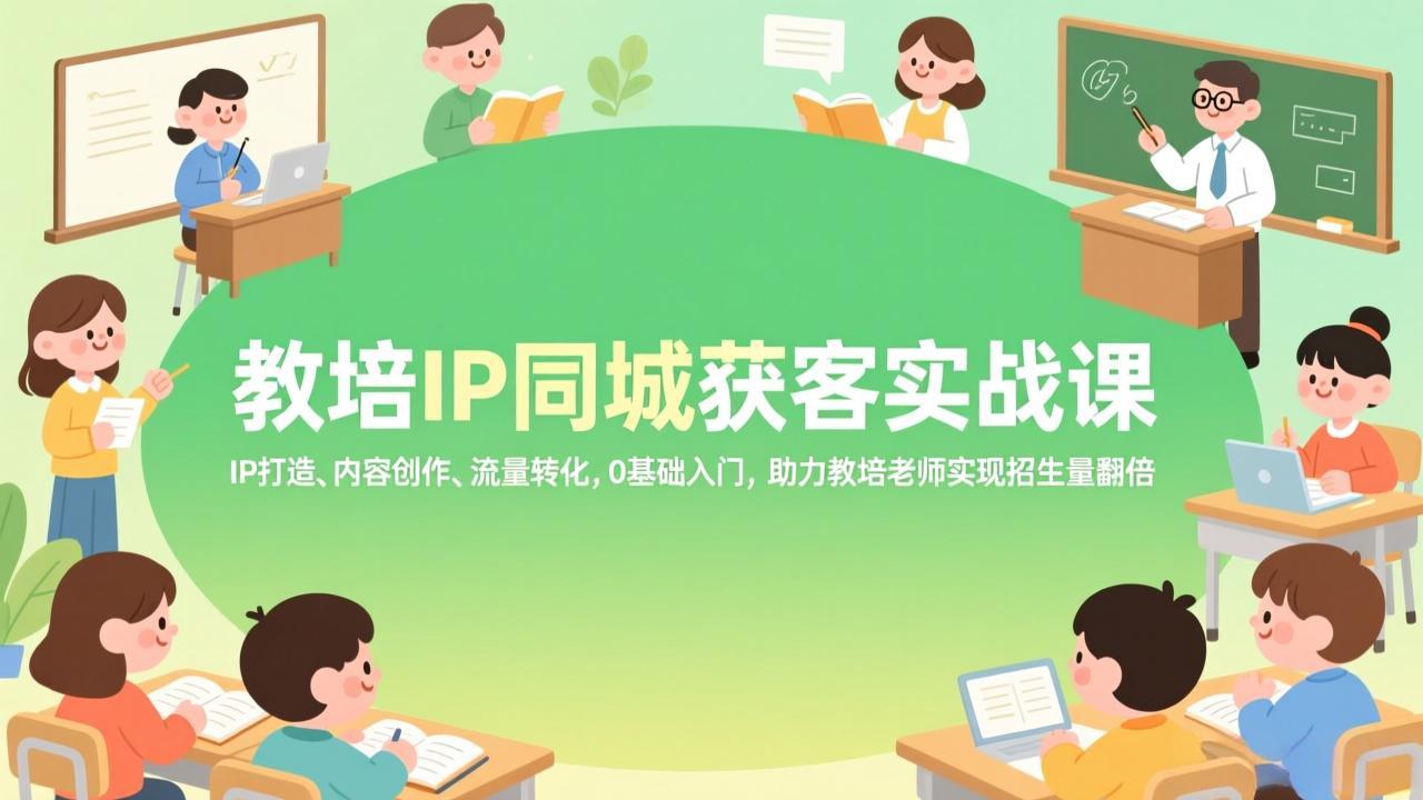 教培IP同城获客实战课，IP打造、内容创作、流量转化，0基础入门，助力教培老师实现招生量翻倍-云创网