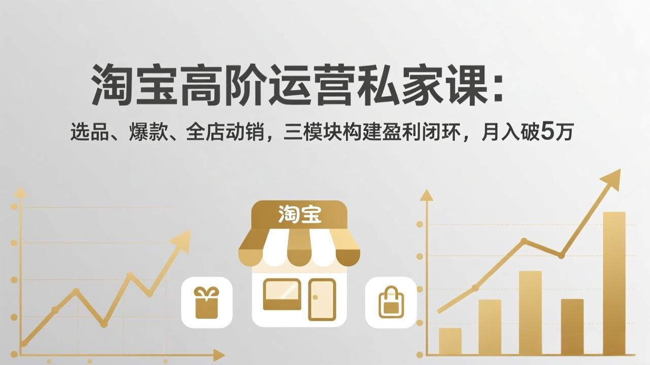 淘宝高阶运营私家课：选品、爆款、全店动销，三模块构建盈利闭环，月入破5万(更新26年2月-云创网