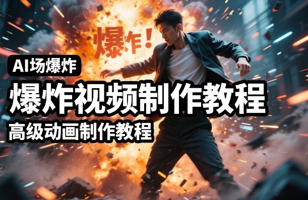 AI场景爆炸视频制作教程，利用人物实拍视频制作出高级的动画特效-云创网