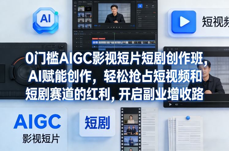 0门槛AIGC影视短片短剧创作班，AI赋能创作，轻松抢占短视频和短剧赛道的红利，开启副业增收路-云创网