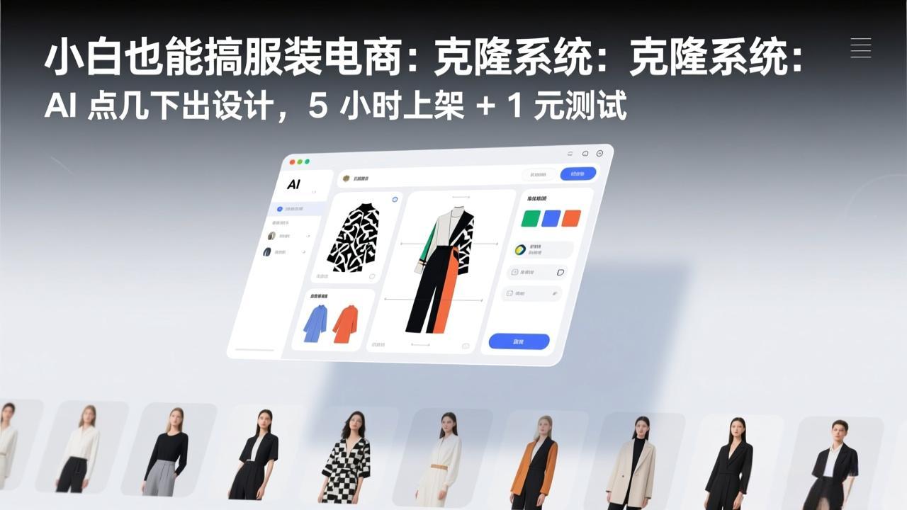 小白也能搞服装电商：克隆系统：AI 点几下出设计，5 小时上架 + 1 元测试-云创网
