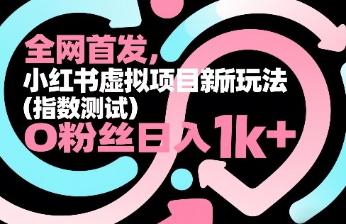 全网首发，小红书虚拟项目新玩法(指数测试)，0粉丝日入1k+，整个玩法完整拆解！-云创网