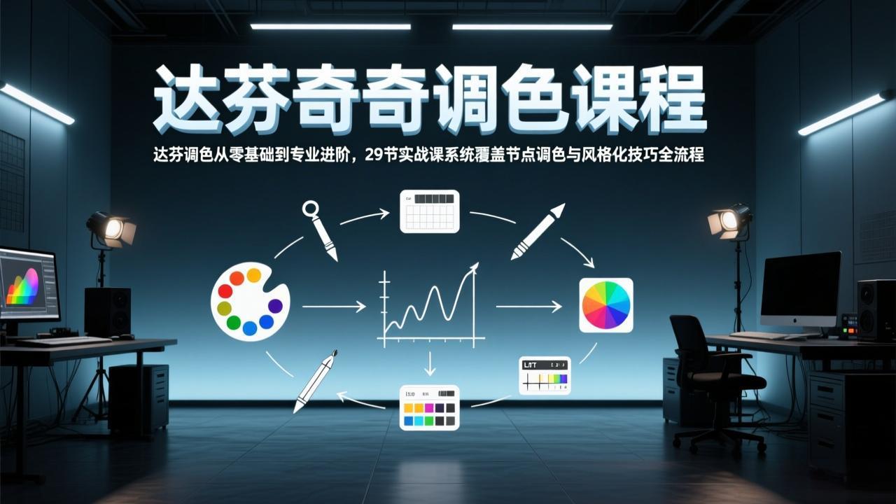 达芬奇调色从零基础到专业进阶，29节实战课系统覆盖节点调色与风格化技巧全流程-云创网