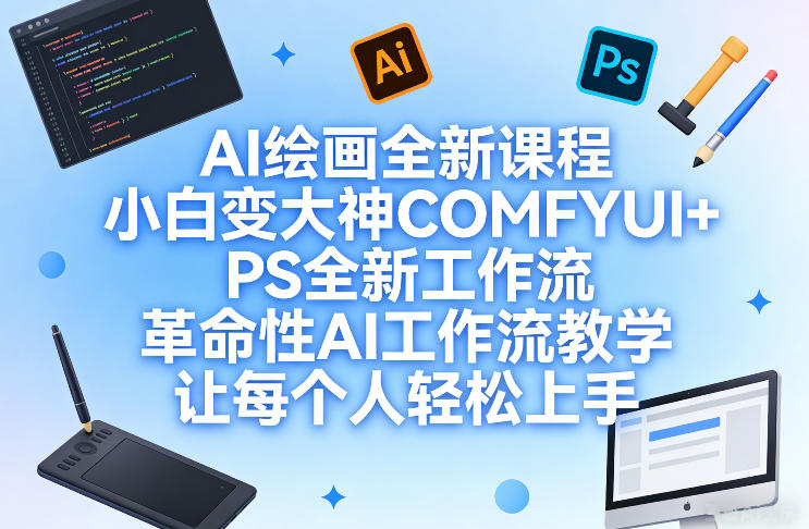 AI绘画全新课程，小白变大神COMFYUI+PS全新工作流，革命性AI工作流教学，让每个人轻松上手-云创网