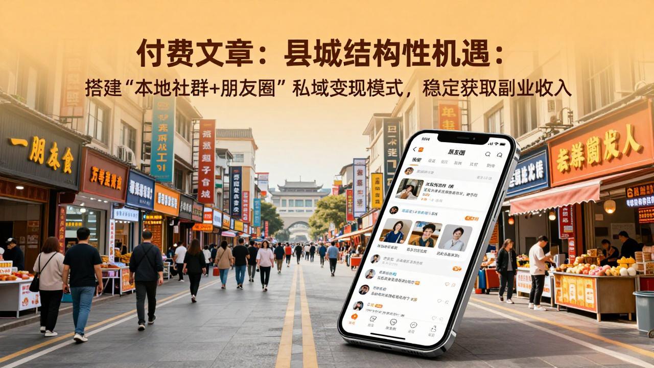 付费文章：县城结构性机遇：搭建“本地社群+朋友圈”私域变现模式，稳定获取副业收入-云创网