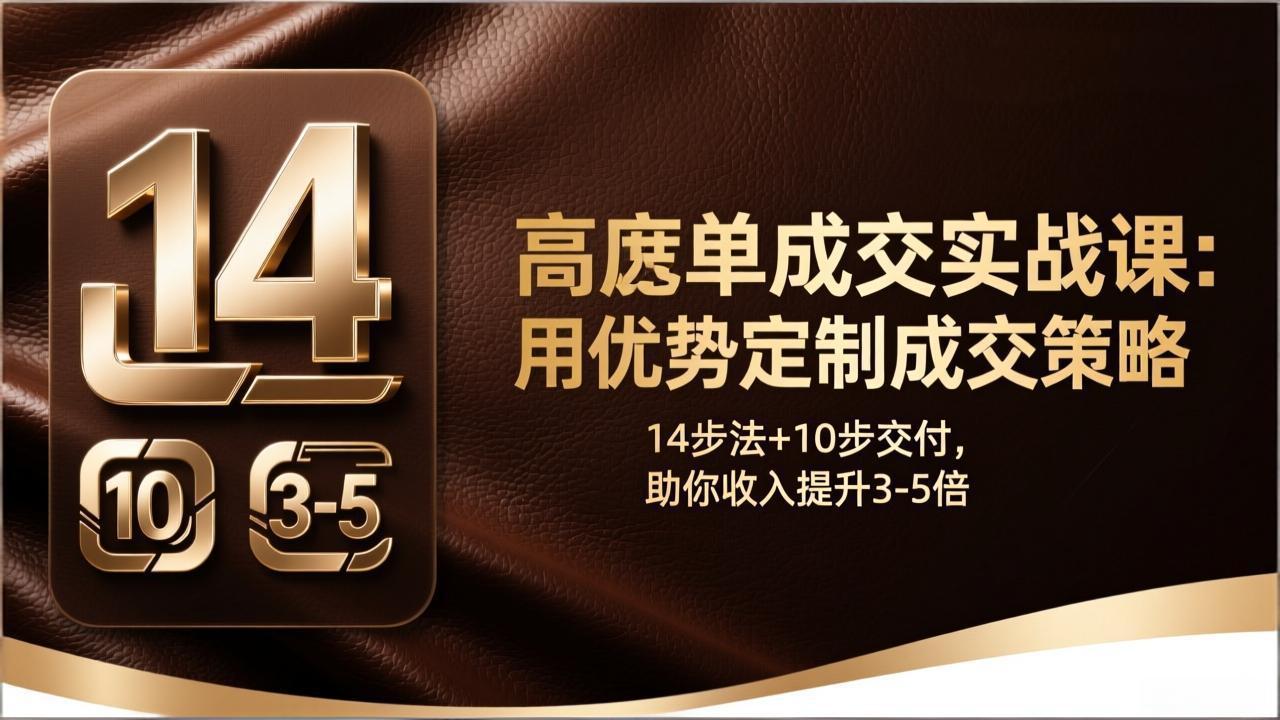 高客单成交实战课：用优势定制成交策略，14步法+10步交付，助你收入提升3-5倍-云创网