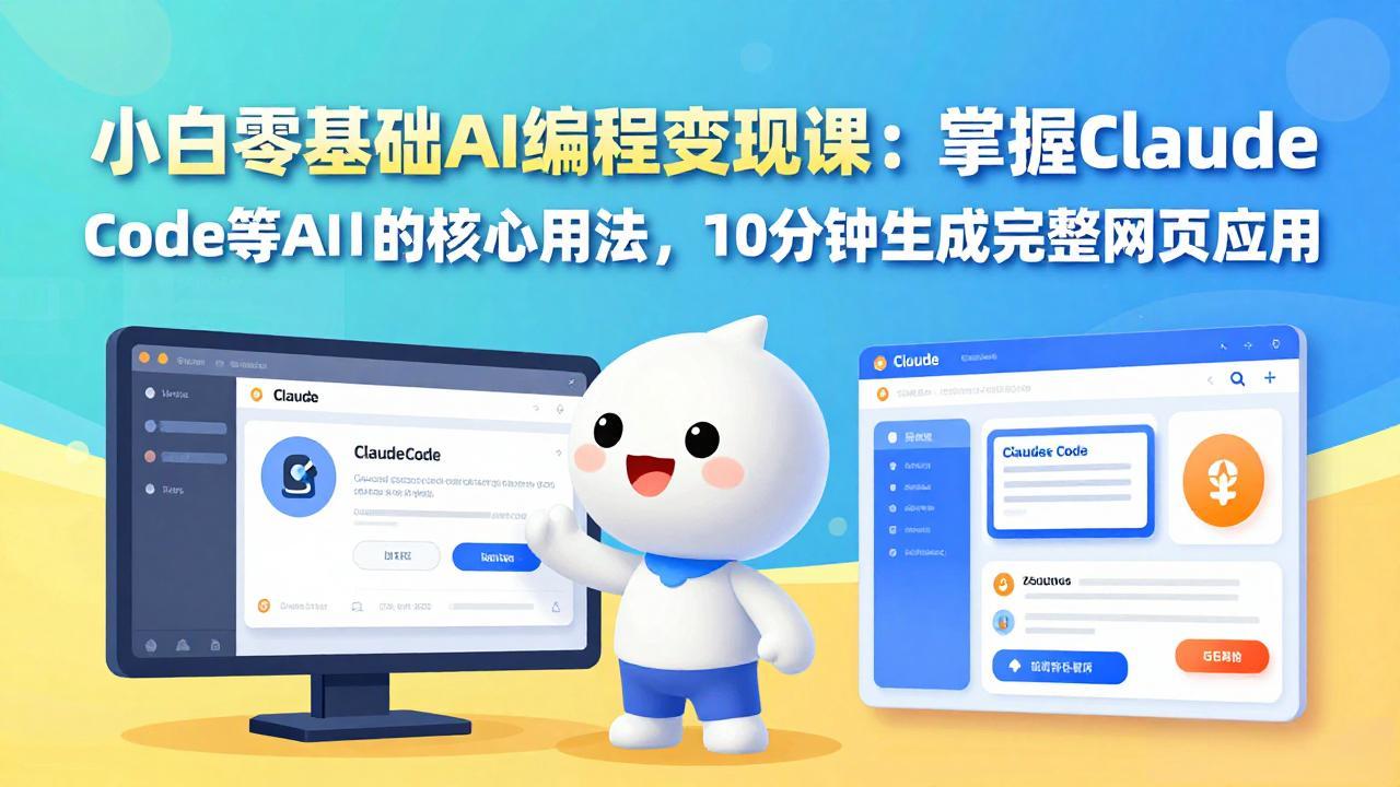 小白零基础AI编程变现课：掌握Claude Code等AI工具的核心用法，10分钟生成完整网页应用-云创网
