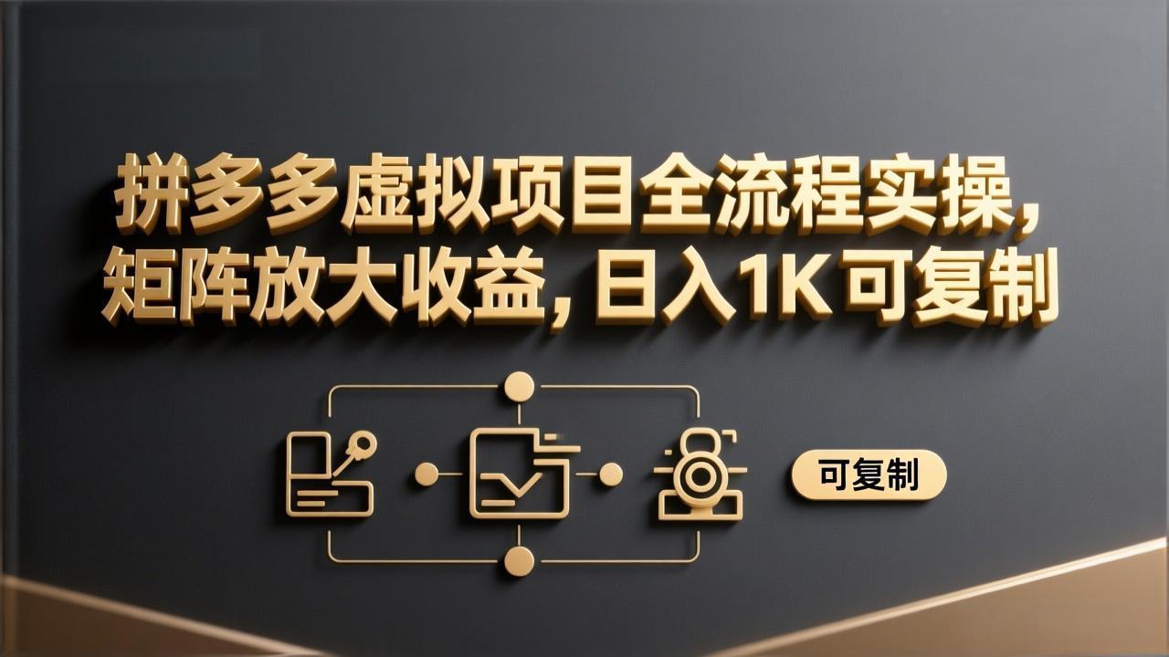 拼多多虚拟项目全流程实操，矩阵放大收益，日入 1K 可复制-云创网