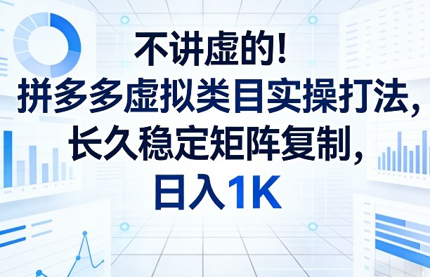 不讲虚的！拼多多虚拟类目实操打法，长久稳定矩阵复制，日入1K【揭秘】-云创网