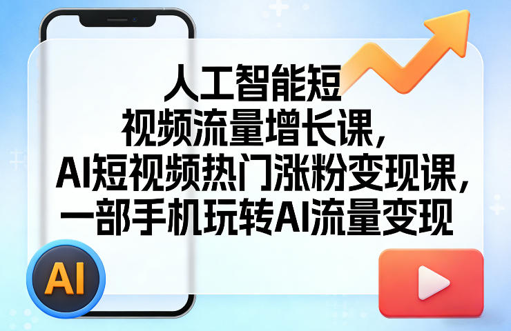 人工智能短视频流量增长课，AI短视频热门涨粉变现课，一部手机玩转AI流量变现-云创网