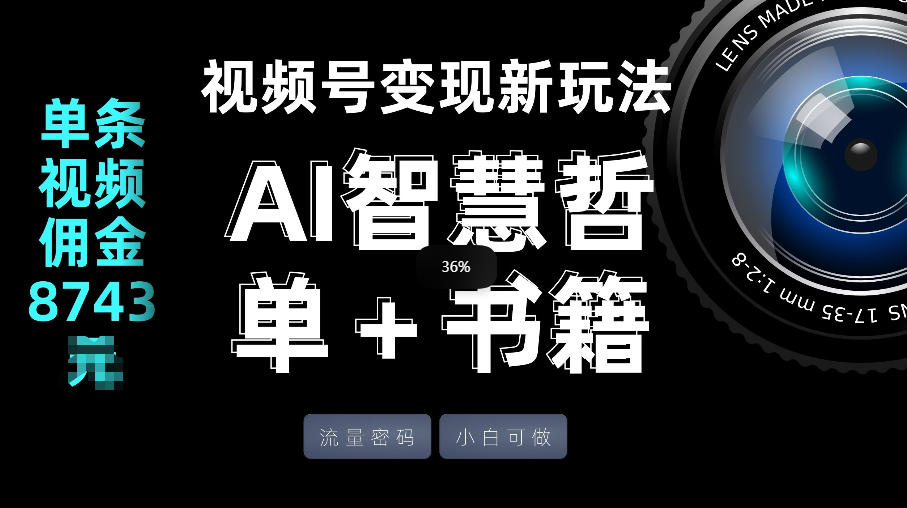 视频号流量密码，变现新玩法-AI智慧哲单＋书单，单条视频佣金8743米-云创网