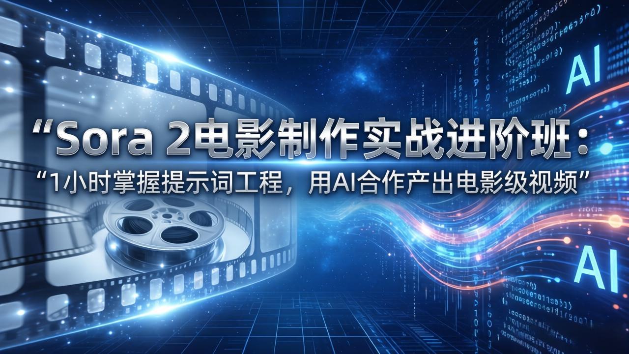 Sora 2电影制作实战进阶班：1小时掌握提示词工程，用AI合作产出电影级视频-云创网