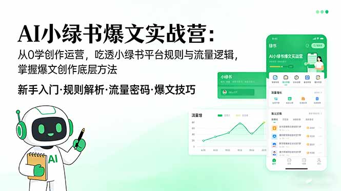 AI 小绿书爆文实战营：从0学创作运营，吃透小绿书平台规则与流量逻辑，掌握爆文创作底层方法-云创网
