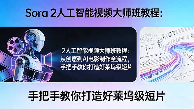 Sora 2人工智能视频大师班教程：从创意到AI电影制作全流程，手把手教你打造好莱坞级短片-云创网