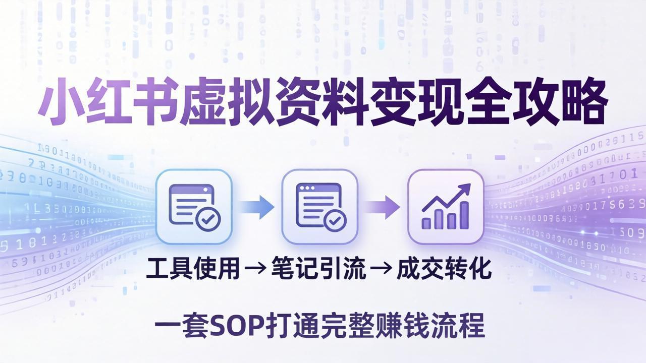 小红书虚拟资料变现全攻略：从工具使用到笔记引流成交，一套 SOP 打通完整赚钱流程-云创网