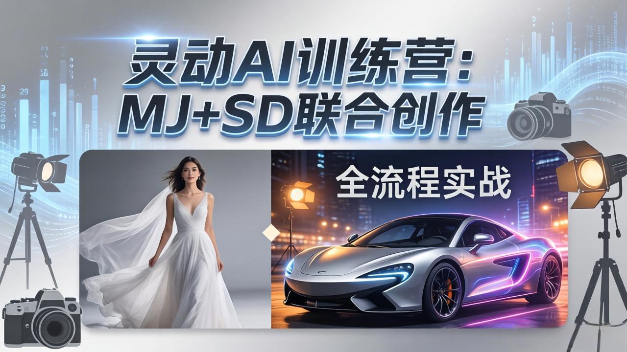 灵动AI训练营-3.0课程：MJ+SD联合创作，从婚纱大片到汽车广告，摄影后期全流程实战-云创网