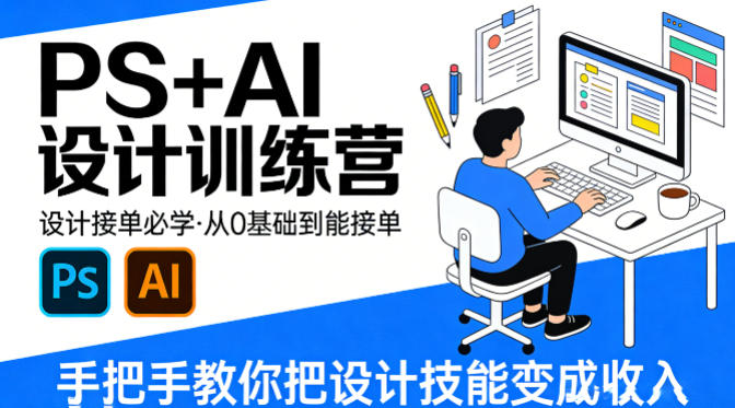 设计接单必学，PS+AI设计训练营，从0基础到能接单，手把手教你把设计技能变成收入-云创网