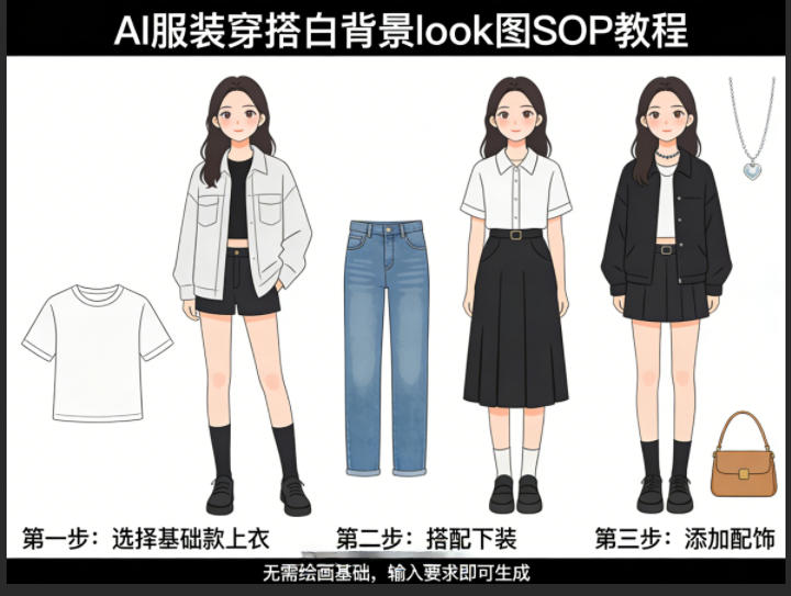 AI服装穿搭白背景look图SOP教程，不用会画画，提几句具体要求，AI就能还你一个奇迹-云创网