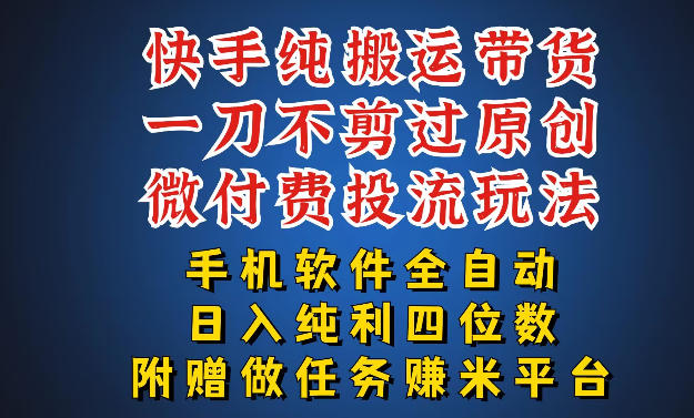最新黑科技快手搬运带货方法，手机就能操作，轻松带你日入四位数【揭秘】-云创网