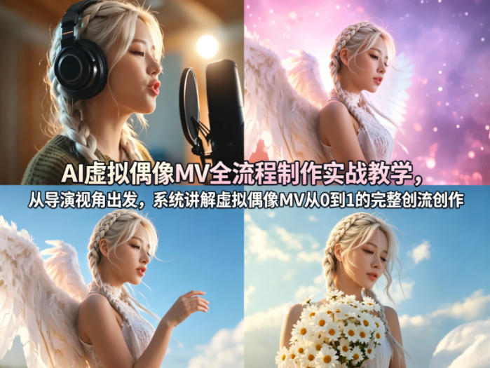 AI虚拟偶像MV全流程制作实战教学，从导演视角出发，系统讲解虚拟偶像MV从0到1的完整创作流程-云创网
