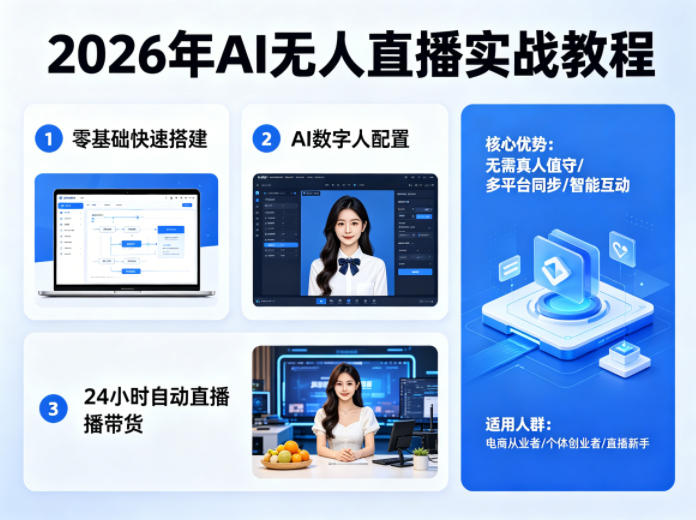 2026年AI无人直播实战教程，零基础也能快速搭建AI数字人无人直播间，实现24小时自动直播带货-云创网