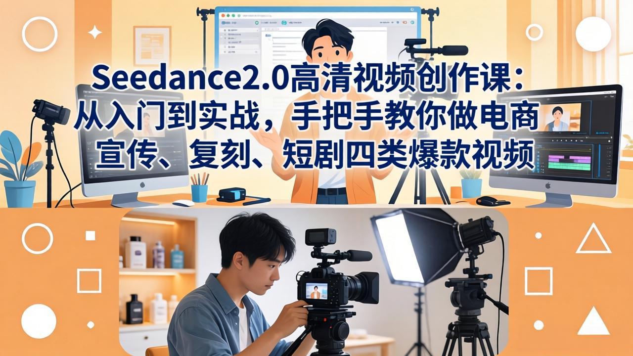 Seedance2.0高清视频创作课：从入门到实战，手把手教你做电商、宣传、复刻、短剧四类爆款视频-云创网