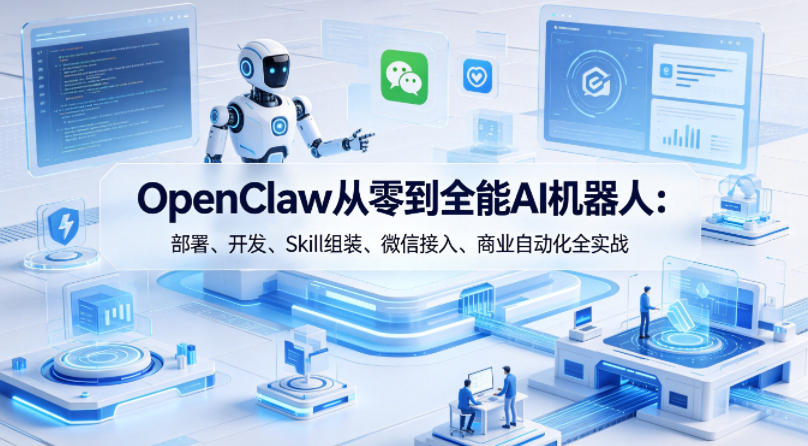 OpenClaw从零到全能AI机器人：部署、开发、Skill组装、微信接入、商业自动化全实战-云创网
