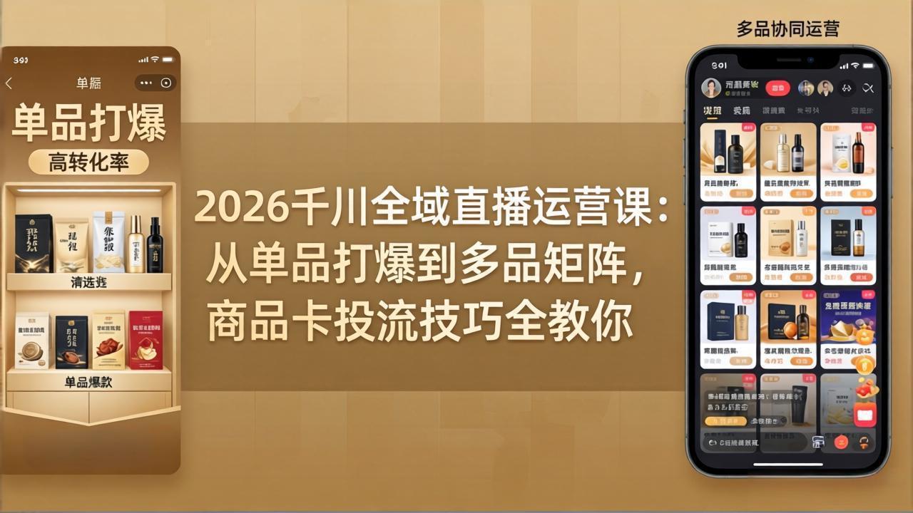 2026千川全域直播运营课：从单品打爆到多品矩阵，商品卡投流技巧全教你-云创网