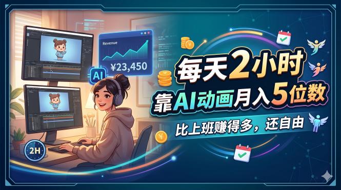 每天 2 小时，靠 AI 动画月入 5 位数，比上班赚得多，还自由-云创网
