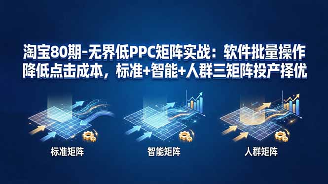 淘宝80期-无界低PPC矩阵实战：软件批量操作降低点击成本，标准+智能+人群三矩阵投产择优-云创网