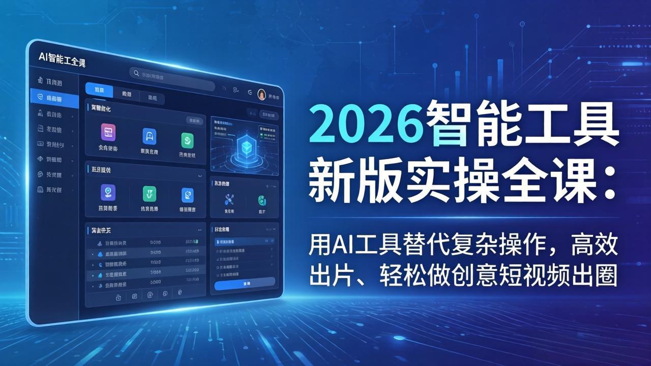 2026智能工具新版实操全课：用AI工具替代复杂操作，高效出片、轻松做创意短视频出圈-云创网