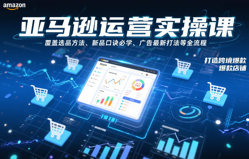 亚马逊运营实操课，覆盖选品方法、新品口诀必学、广告最新打法等全流程，打造跨境爆款店铺(更新4月)-云创网