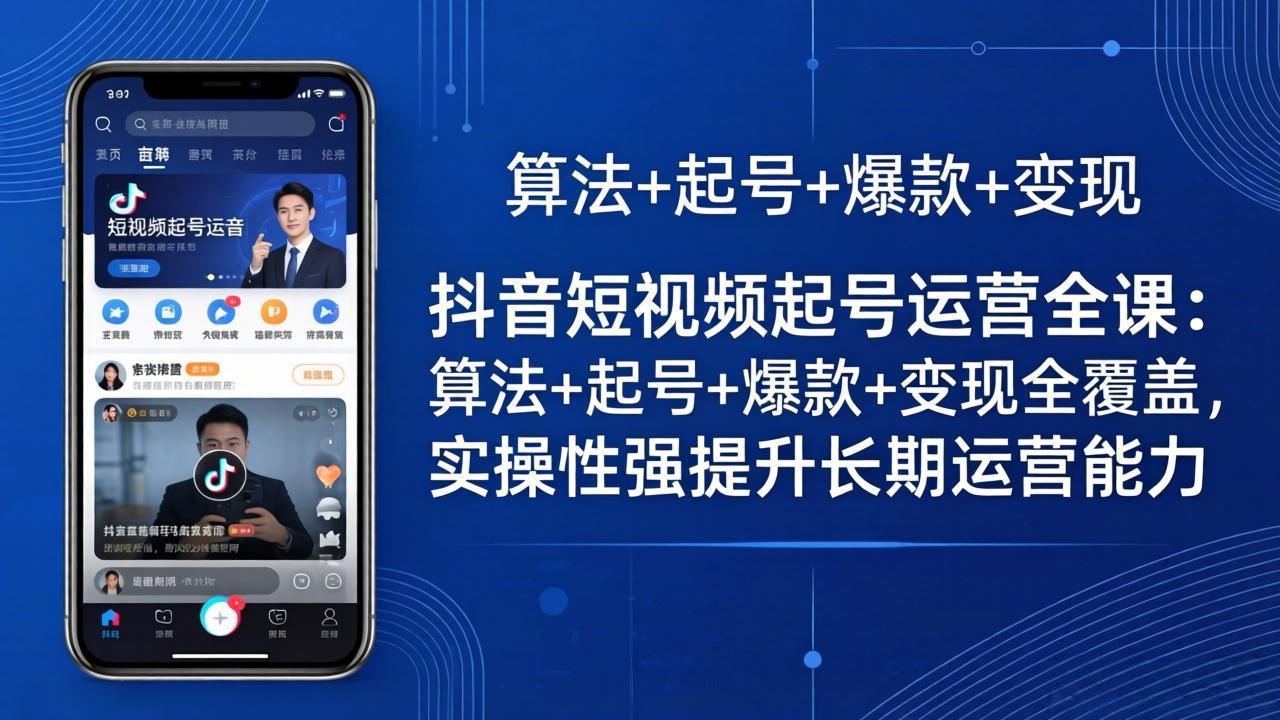 抖音短视频起号运营全课：算法+起号+爆款+变现全覆盖，实操性强提升长期运营能力-云创网