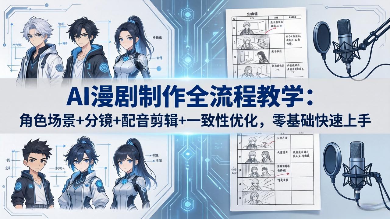 AI漫剧制作全流程教学：角色场景+分镜+配音剪辑+一致性优化，零基础快速上手-云创网