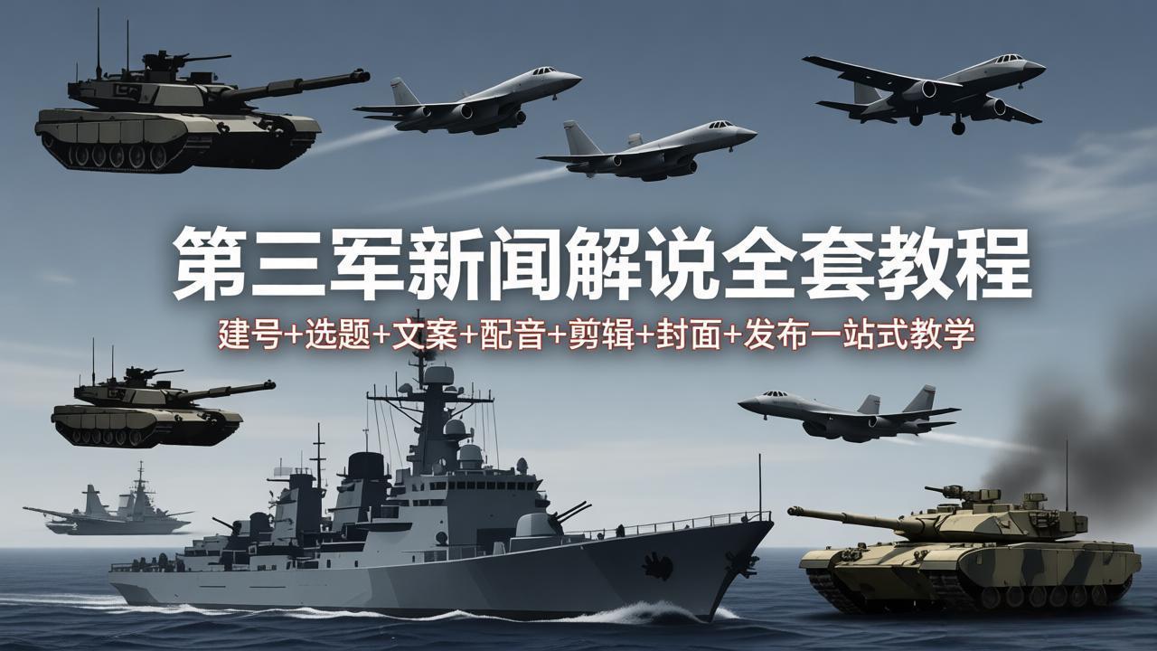 第三军迷新闻解说全套教程：建号+选题+文案+配音+剪辑+封面+发布一站式教学-云创网