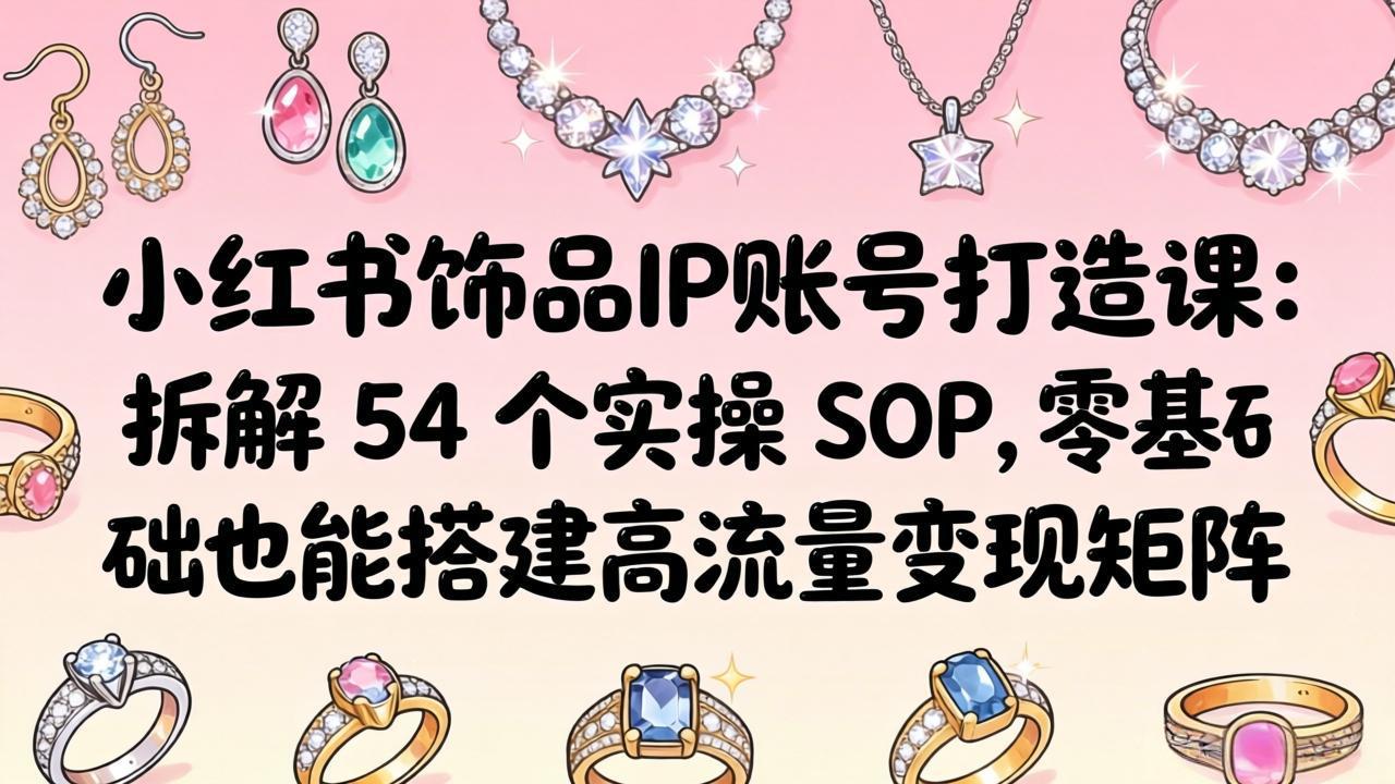 小红书饰品IP账号打造课：拆解 54 个实操 SOP，零基础也能搭建高流量变现矩阵-云创网