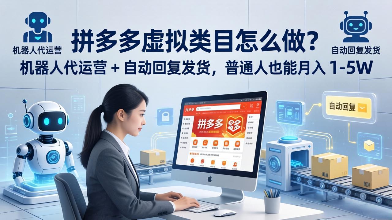 拼多多虚拟类目怎么做？机器人代运营 + 自动回复发货，普通人也能月入 1-5W-云创网