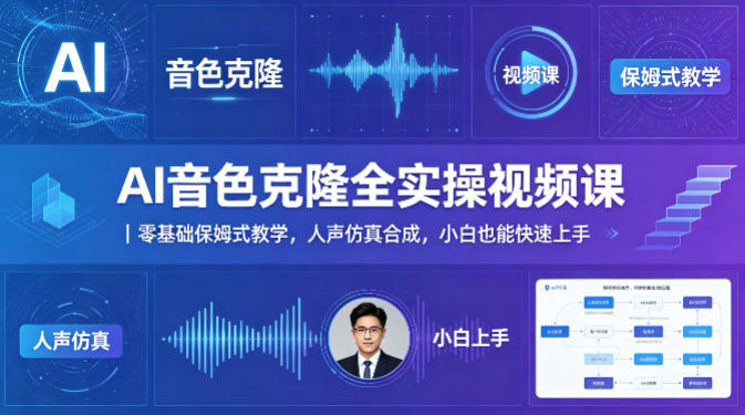 AI音色克隆全实操视频课｜零基础保姆式教学，人声仿真合成，小白也能快速上手-云创网