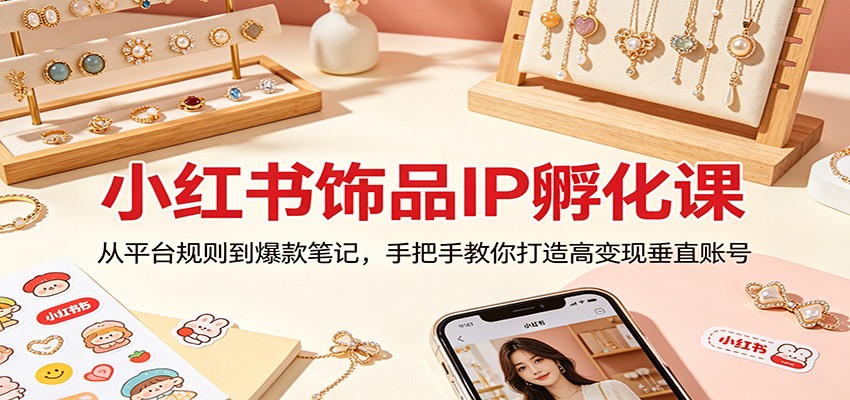 小红书饰品IP孵化课：从平台规则到爆款笔记，手把手教你打造高变现垂直账号-云创网