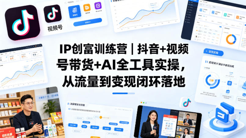IP创富训练营｜抖音+视频号带货+AI全工具实操，从流量到变现闭环落地-云创网