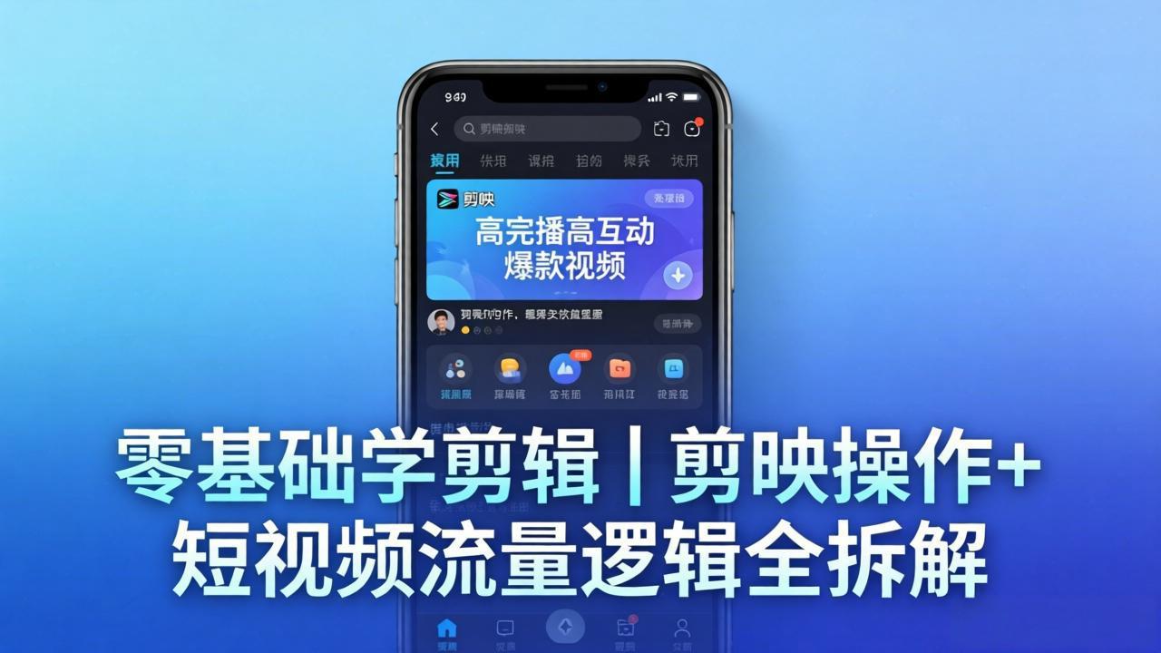 【零基础学剪辑】剪映操作+短视频流量逻辑全拆解｜手把手教你剪出高完播高互动爆款视频-云创网