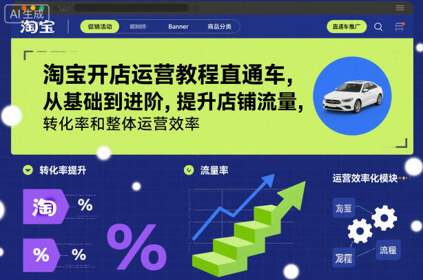 淘宝开店运营教程直通车，从基础到进阶，提升店铺流量，转化率和整体运营效率(更新26年4月20日)-云创网