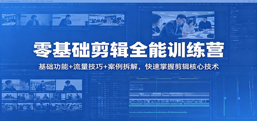 零基础剪辑全能训练营：基础功能+流量技巧+案例拆解，快速掌握剪辑核心技术-云创网