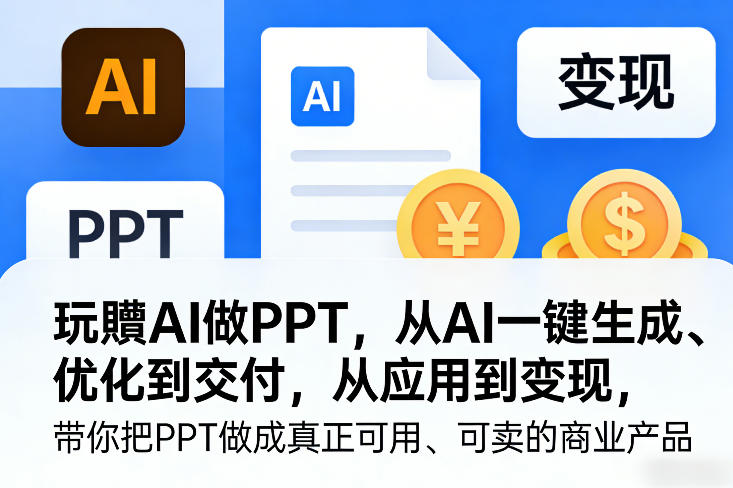 玩賺AI做PPT，从AI一键生成、优化到交付，从应用到变现，带你把PPT做成真正可用、可卖的商业产品(更新0421)-云创网