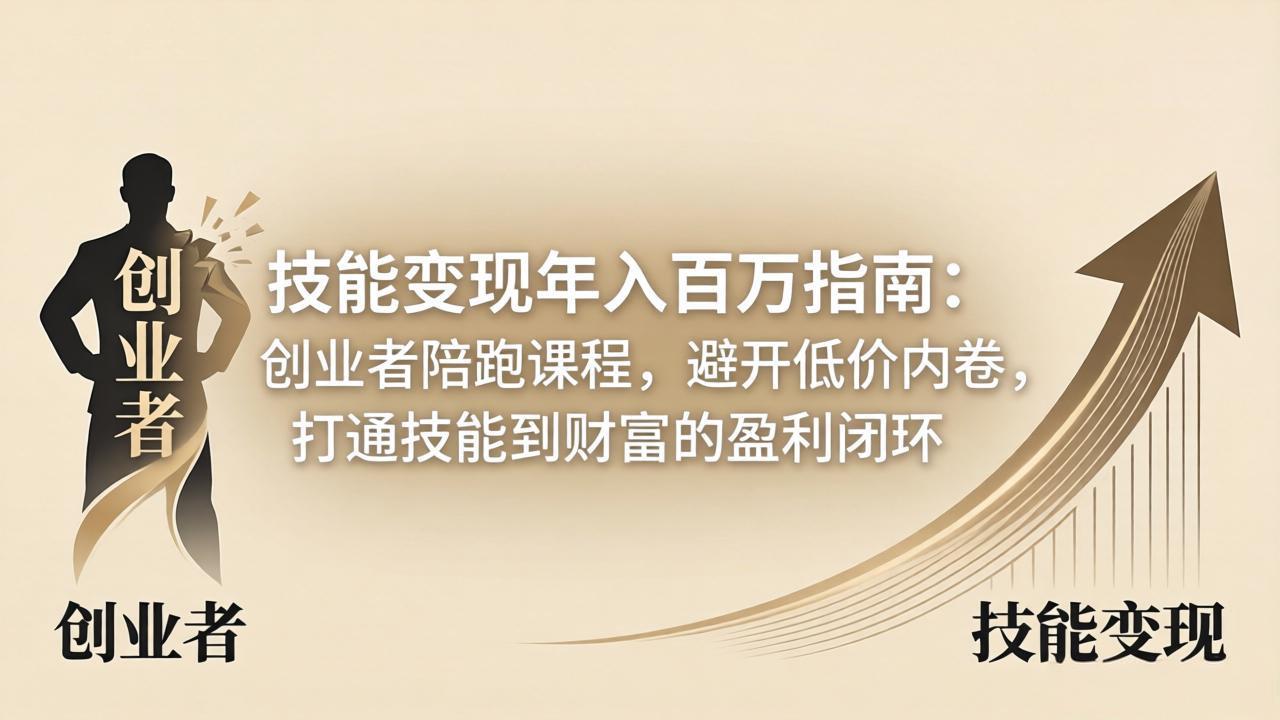 技能变现年入百万指南：创业者陪跑课程，避开低价内卷，打通技能到财富的盈利闭环-云创网