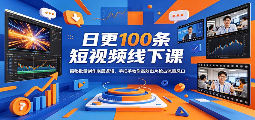 日更100条短视频线下课：揭秘批量创作底层逻辑，手把手教你高效出片抢占流量风口-云创网